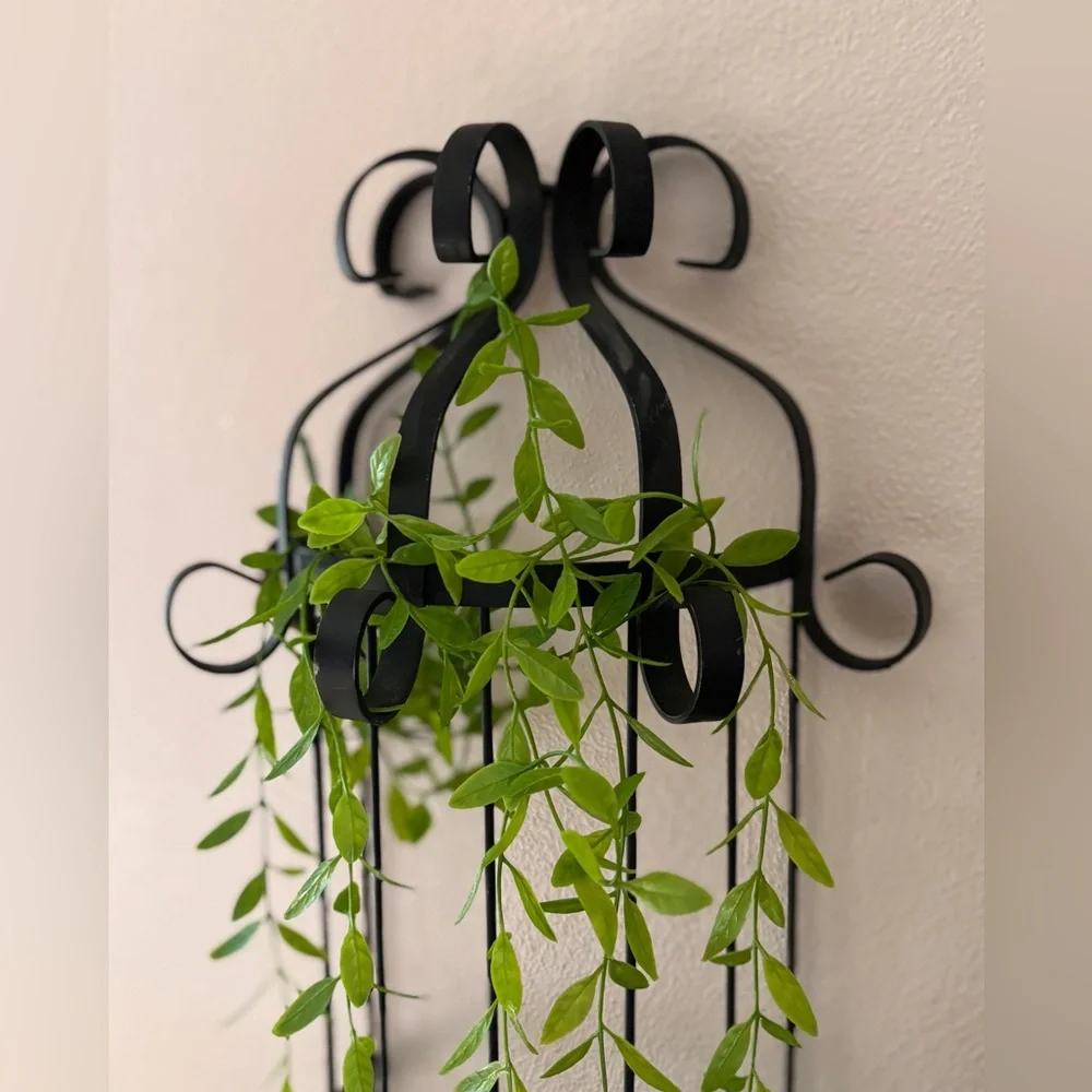 Gothic Black Wrought Iron Wall Sconce Scrolled RARE Vintage